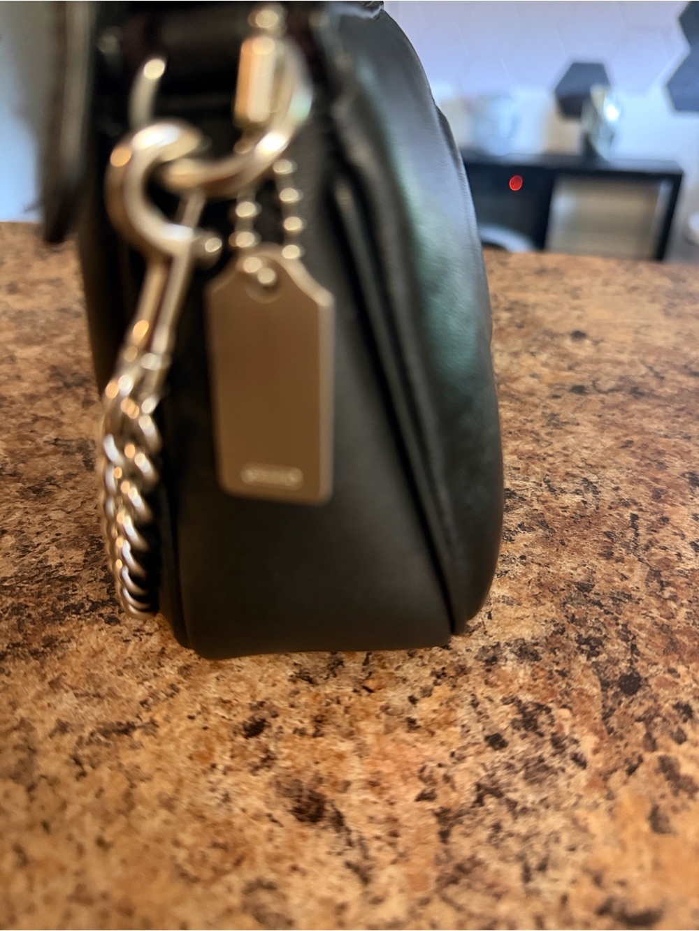 Coach Black Quilted Mini Chain Wristlet - Picture 2 of 3